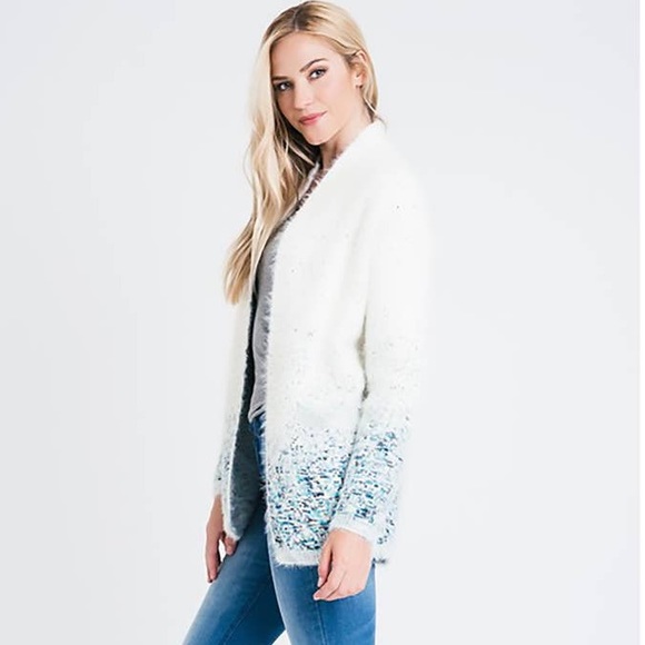 Renee C Confetti Ivory Blue Cardigan - Picture 5 of 7